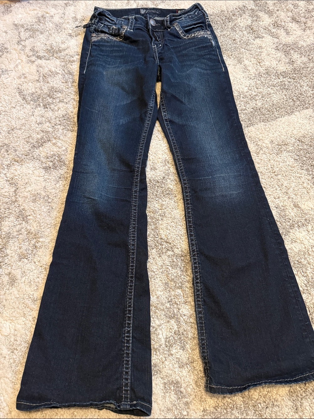 Silver Jeans Dark Blue Flared Leg Stretch Denim